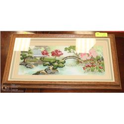 WOOD FRAMED NEEDLEPOINT PICTURE