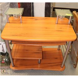 WOOD AND METAL COMPUTER DESK WITH