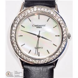 42) CONTINENTAL WOMEN'S  PEARL CRYSTAL WATCH