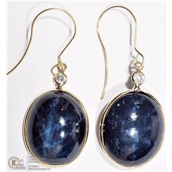 43) 14K Y. GOLD SAPPHIRE & DIAMOND DROP EARRINGS