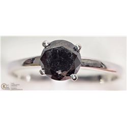 44) 14K WHITE GOLD BLACK DIAMOND SOLITAIRE RING