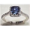 Image 2 : 46) 14K WHITE GOLD TANZANITE & DIAMOND HALO RING