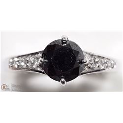 48) 14K WHITE GOLD BLACK DIAMOND & DIAMOND RING