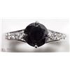 Image 1 : 48) 14K WHITE GOLD BLACK DIAMOND & DIAMOND RING