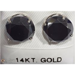 49) 14K WHITE GOLD BLACK DIAMOND STUD EARRINGS