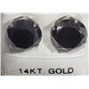 Image 1 : 49) 14K WHITE GOLD BLACK DIAMOND STUD EARRINGS