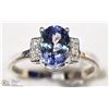 Image 2 : 50) 14K WHITE GOLD TANZANITE & 6 DIAMOND RING