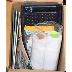 BOX OF PAINTING SUPPLIES