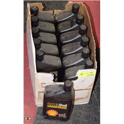 BOX OF 12- 1 LITRE BOTTLES OF  SHELL 10W30
