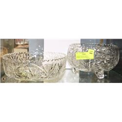 2 VINTAGE ESTATE HEAVY PINWHEEL CRYSTAL BOWLS -
