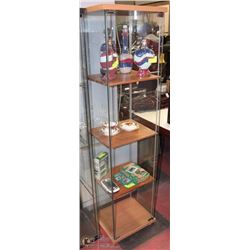 GLASS DISPLAY CASE WITH 4 TIERS  OF SHELVES