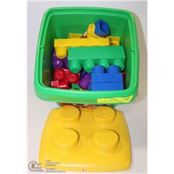 DARK GREEN BIN OF MEGA BLOCKS