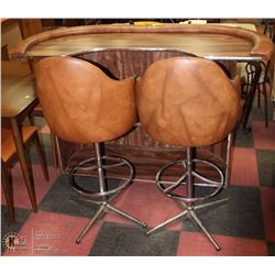 62" X 85" X 42" VINTAGE BAR WITH 2 STOOLS