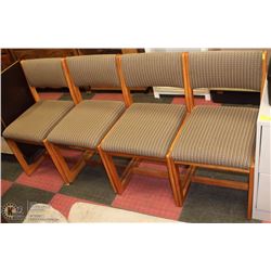 GROUP OF 4 WOOD AND FABRIC SIDECHAIRS