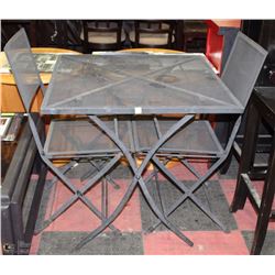 METAL PATIO TABL E WITH 2 CHAIRS