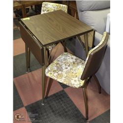 50'S SMALL DROP SIDE KITCHEN TABLE AND 2 CHAIRS