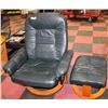 Image 1 : GREEN LEATHERETTE RECLINING SWIVEL CHAIR WITH