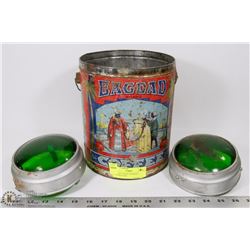 BAGDAD COFFEE TIN WITH 2 GARDEN GLASS