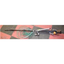 LOT OF FISHING RODS & NETS.