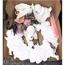 FLAT OF CHERUB ORNAMENTS - INCLUDES WREATH, PAIR
