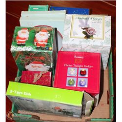 BOX WITH TEALIGHT HOLDERS, CHRISTMAS ITEMS AND