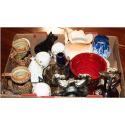 ESTATE BOX OF STEINS,ORNAMENTS AND MORE
