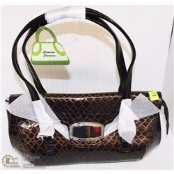 LADIES SNAKESKIN STYLE PURSE ON CHOICE: BROWN