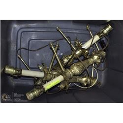 LOT OF 3 GOLD COLOUR WALL CHANDELIERS