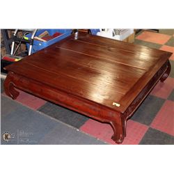 LARGE 48X48X14"H WOOD COFFEE TABLE WITH CRACK