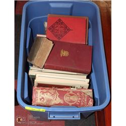 TOTE OF ANTIQUE AND VINTAGE BOOKS INCL 1854