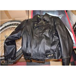 LEATHER JACKET SIZE LARGE WITH ZIP OFF SLEEVES