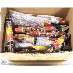 FLAT OF DECORATIVE ASIAN STYLE PAINTED WOOD