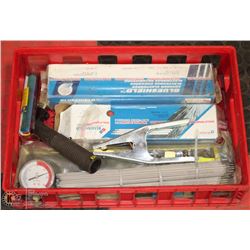 RED CRATE WITH NEW WELDING TOOLS &