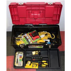 TOOL BOX WITH NEW ASSORTED TOOLS
