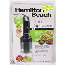 HAMILTON BEACH 3IN1 SPIRALIZER SLICER,2 SPEEDS