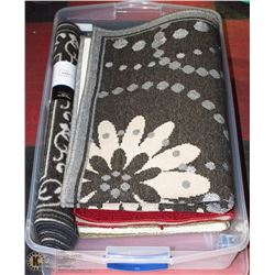 TUB OF ASSORTED RUBBER BACK NEW RUGS 6PCS