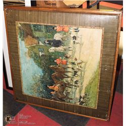 VINTAGE CARD TABLE WITH FOX HUNT SCENE