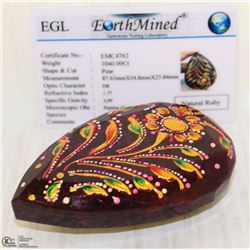 #12 - HUGE PEAR SHAPED NATURAL RUBY & COA