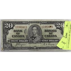 1937 CANADIAN  $20  DOLLAR BILL