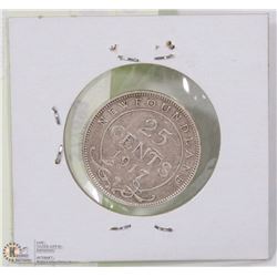 1917 NEWFOUNDLAND 25 CENT COIN.