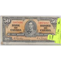 1937 CANADIAN  $50.00 BILL