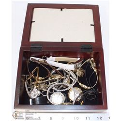 ESTATE JEWELLERY BOX OF WATCHES
