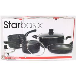 STARBASIX 7PC NON-STICK COOKWARE SET,BLACK