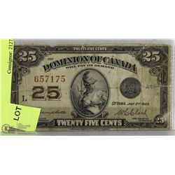 1923 CANADIAN SHINPLASTER