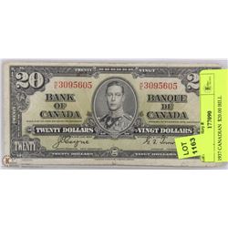 1937 CANADIAN  $20.00 BILL