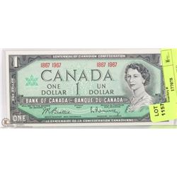 CANADIAN UNCIRCULATED CENTENNIAL $1 DOLLAR BILL