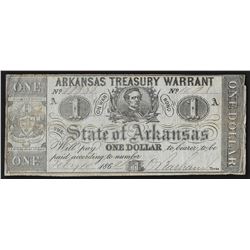 1862 $1 State of Arkansas Treasury Warrant Note