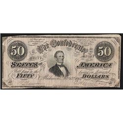 1864 $50 Confederate States of America Note