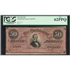 Image 1 : 1864 $50 Confederate States of America Note T-66 PCGS New 62PPQ