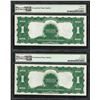 Image 2 : Lot of (2) Consecutive 1899 $1 Black Eagle Silver Certificate Notes PMG AU55EPQ